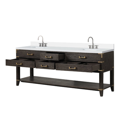 Norwalk 84 in W x 22 in D Brown Oak Double Bath Vanity