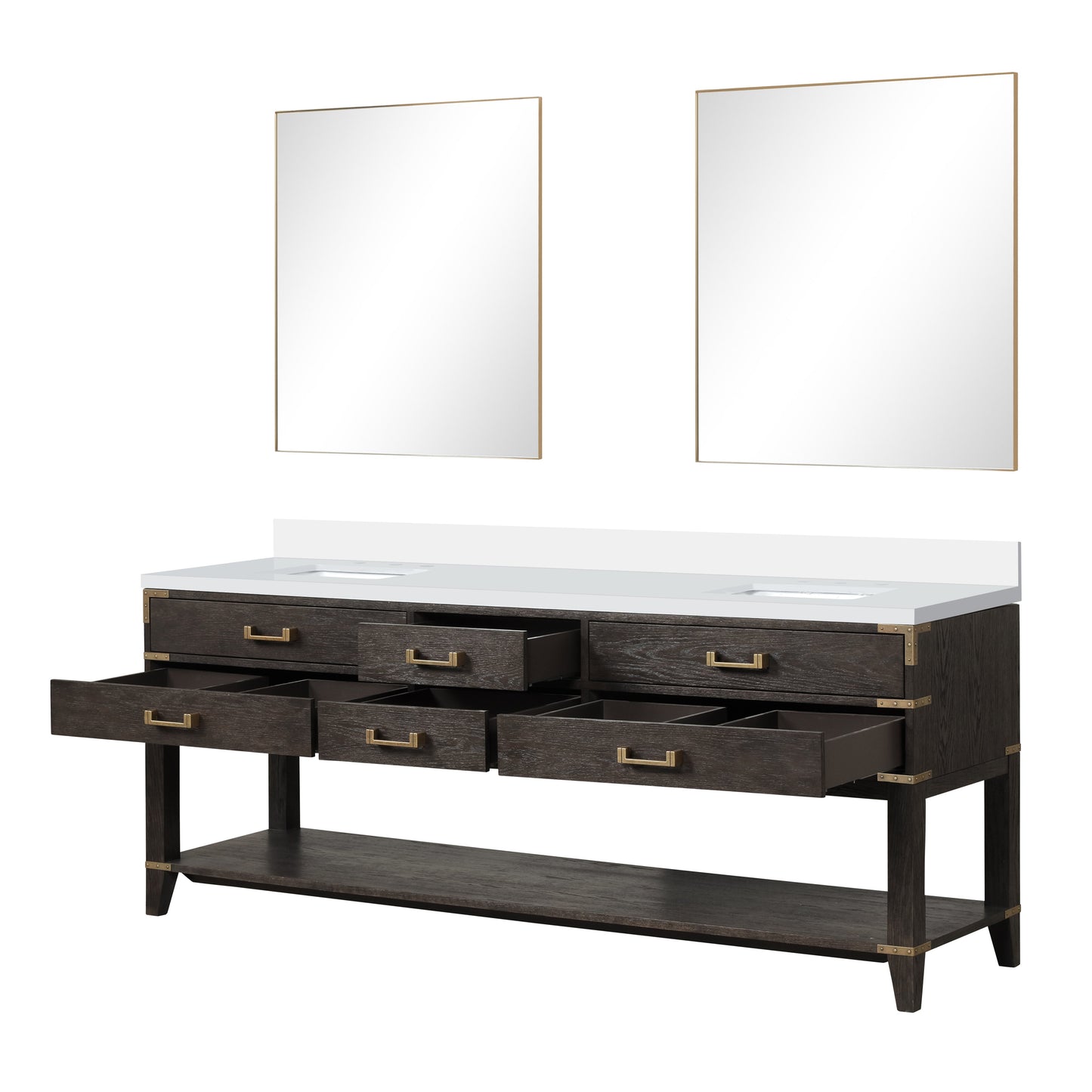 Norwalk 84 in W x 22 in D Brown Oak Double Bath Vanity