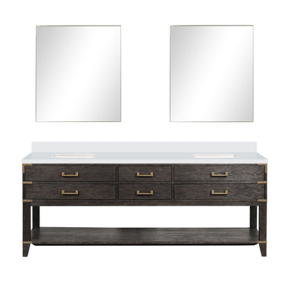 Norwalk 84 in W x 22 in D Brown Oak Double Bath Vanity