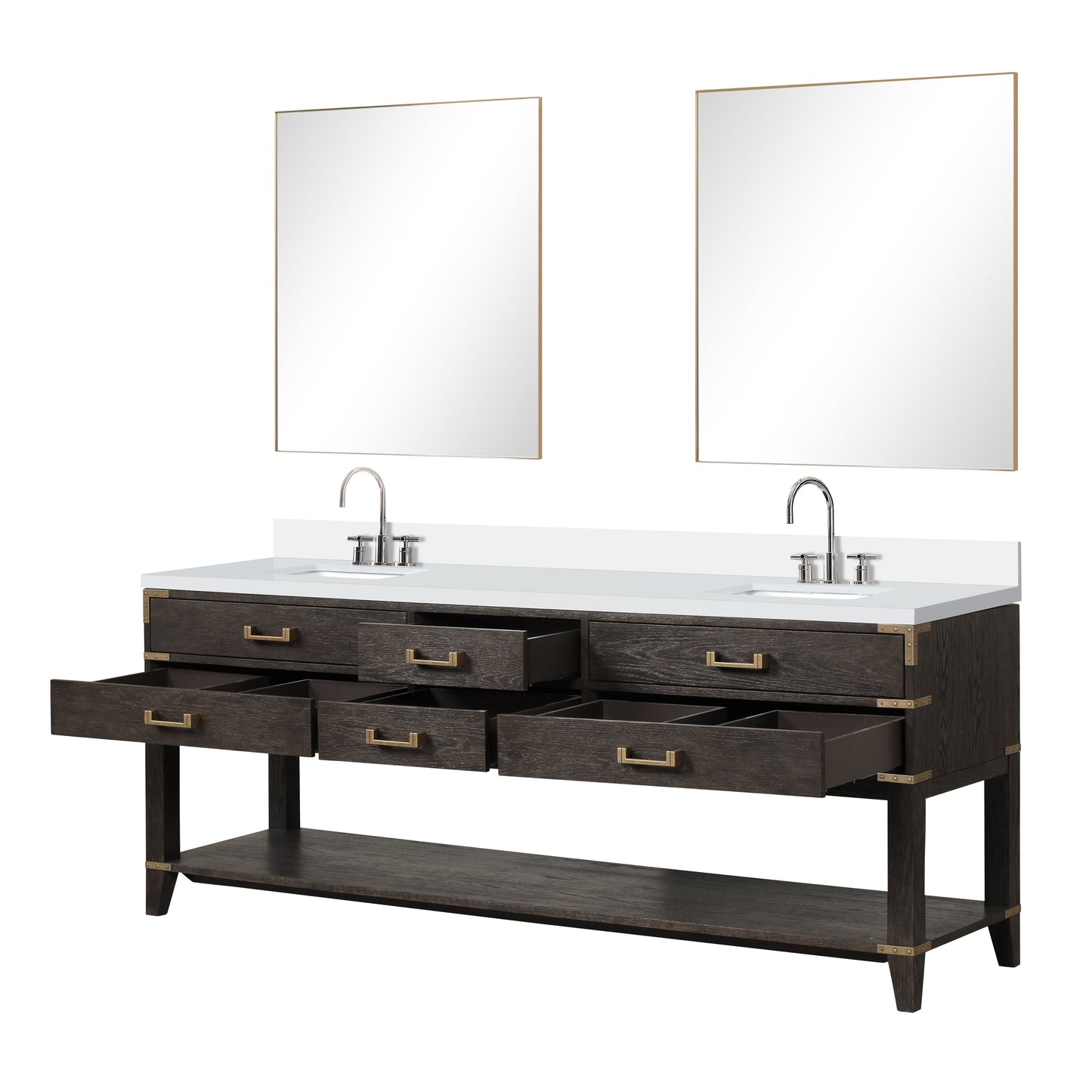 Norwalk 84 in W x 22 in D Brown Oak Double Bath Vanity