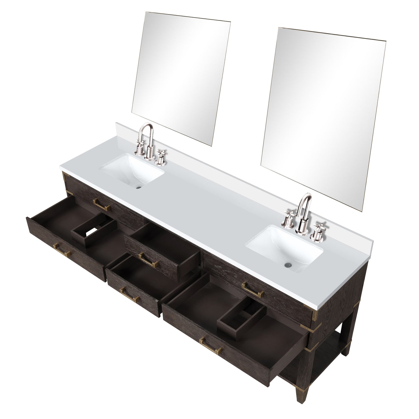 Norwalk 84 in W x 22 in D Brown Oak Double Bath Vanity