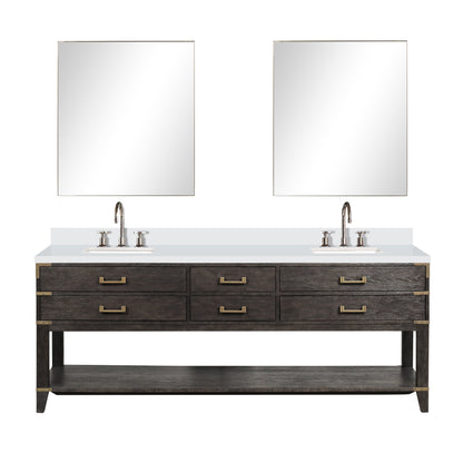 Norwalk 84 in W x 22 in D Brown Oak Double Bath Vanity