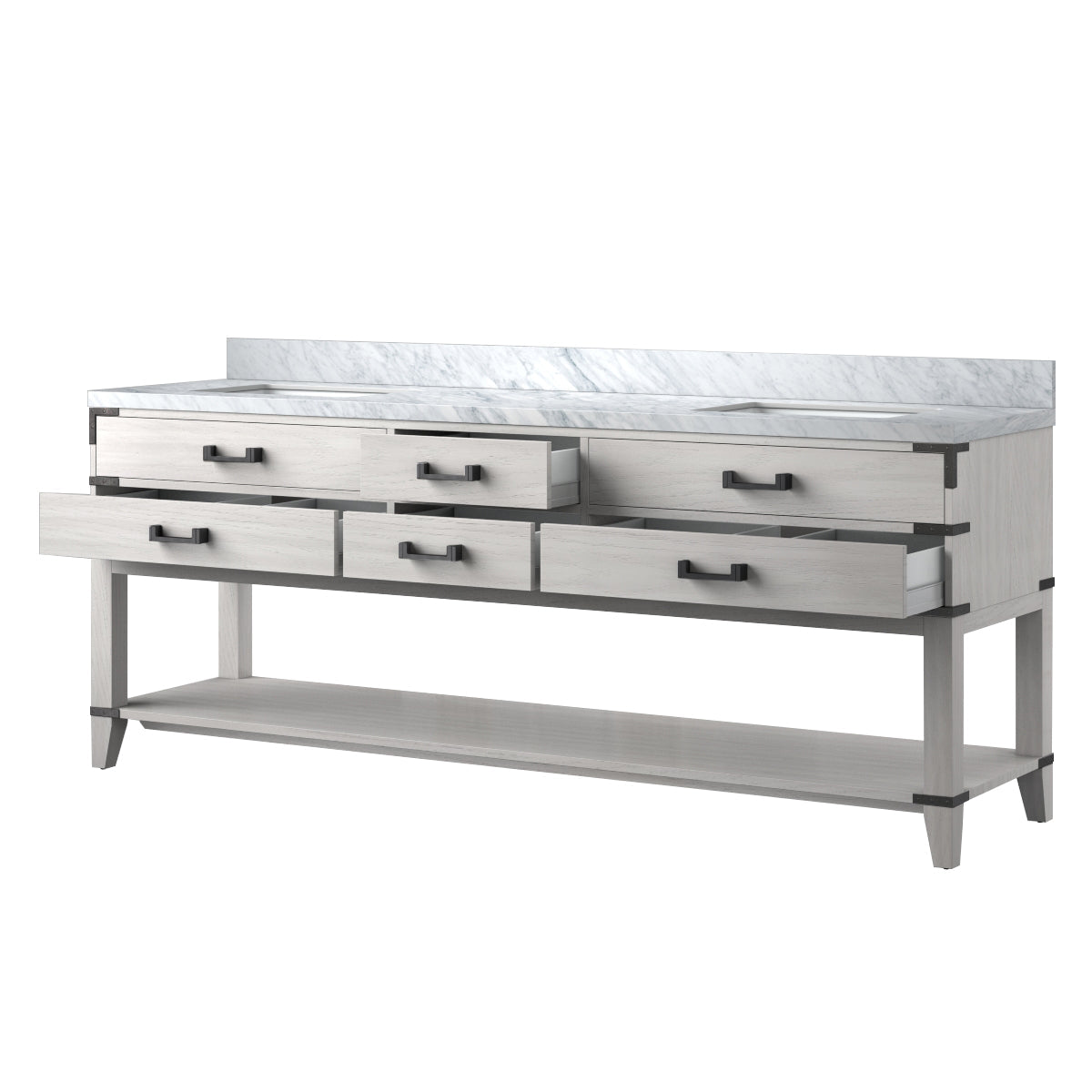 Norwalk 84 in W x 22 in D White Oak Double Bath Vanity