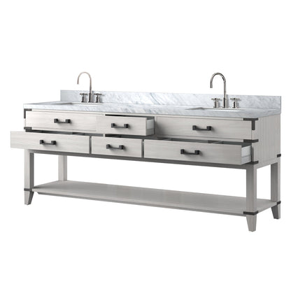 Norwalk 84 in W x 22 in D White Oak Double Bath Vanity