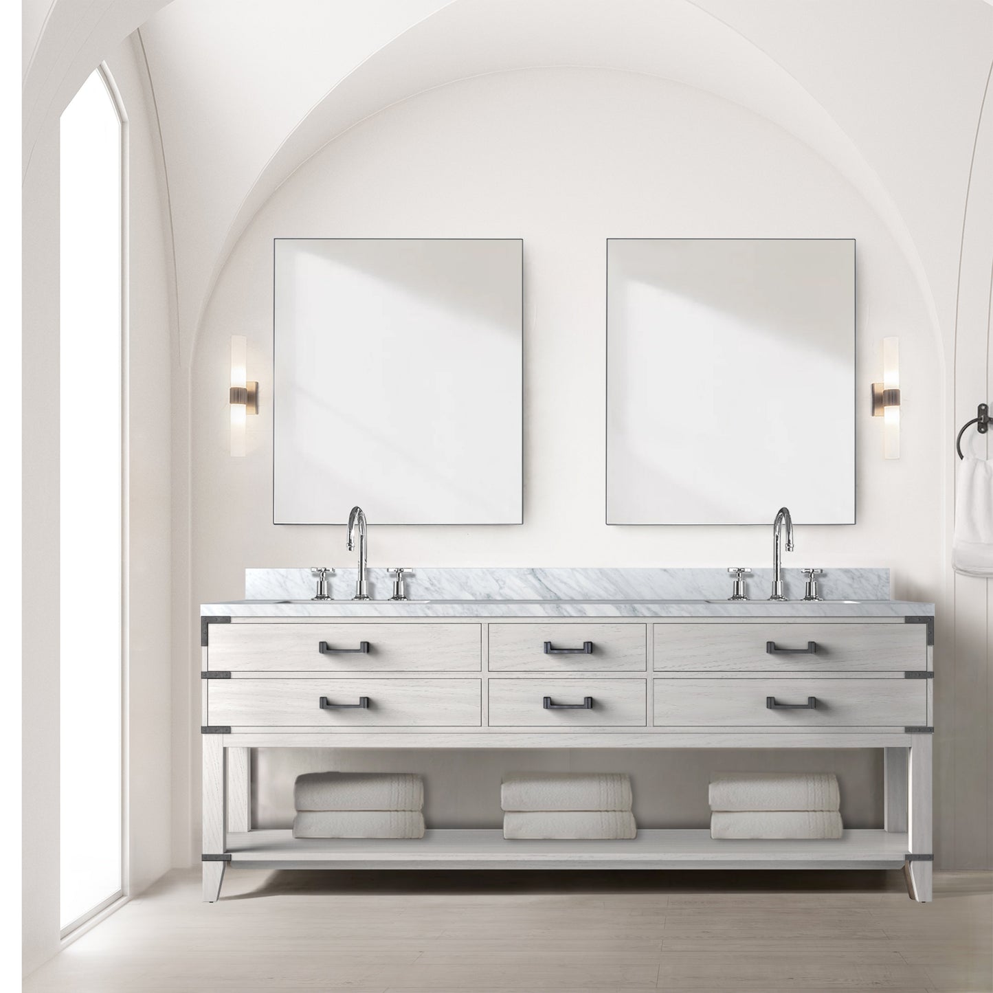 Norwalk 84 in W x 22 in D White Oak Double Bath Vanity