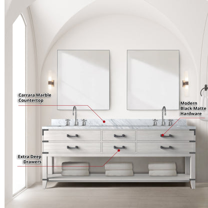 Norwalk 84 in W x 22 in D White Oak Double Bath Vanity
