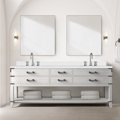 Norwalk 84 in W x 22 in D White Oak Double Bath Vanity