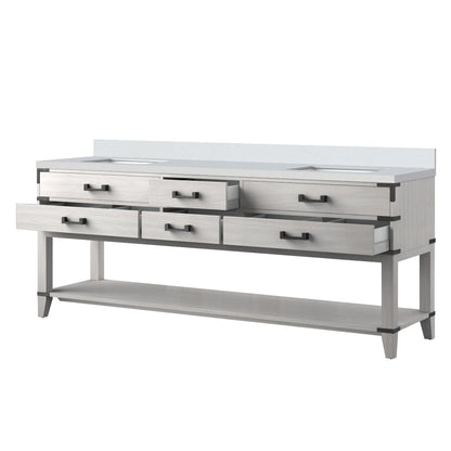 Norwalk 84 in W x 22 in D White Oak Double Bath Vanity