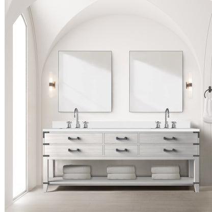 Norwalk 84 in W x 22 in D White Oak Double Bath Vanity