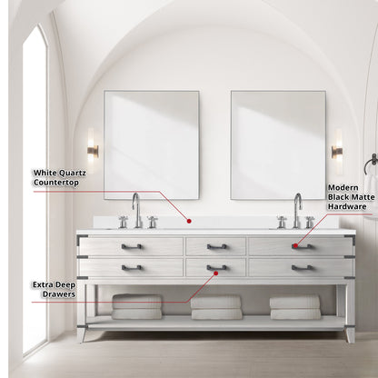 Norwalk 84 in W x 22 in D White Oak Double Bath Vanity