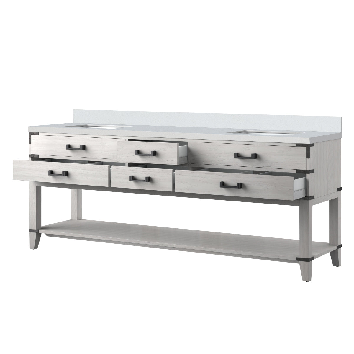 Norwalk 84 in W x 22 in D White Oak Double Bath Vanity
