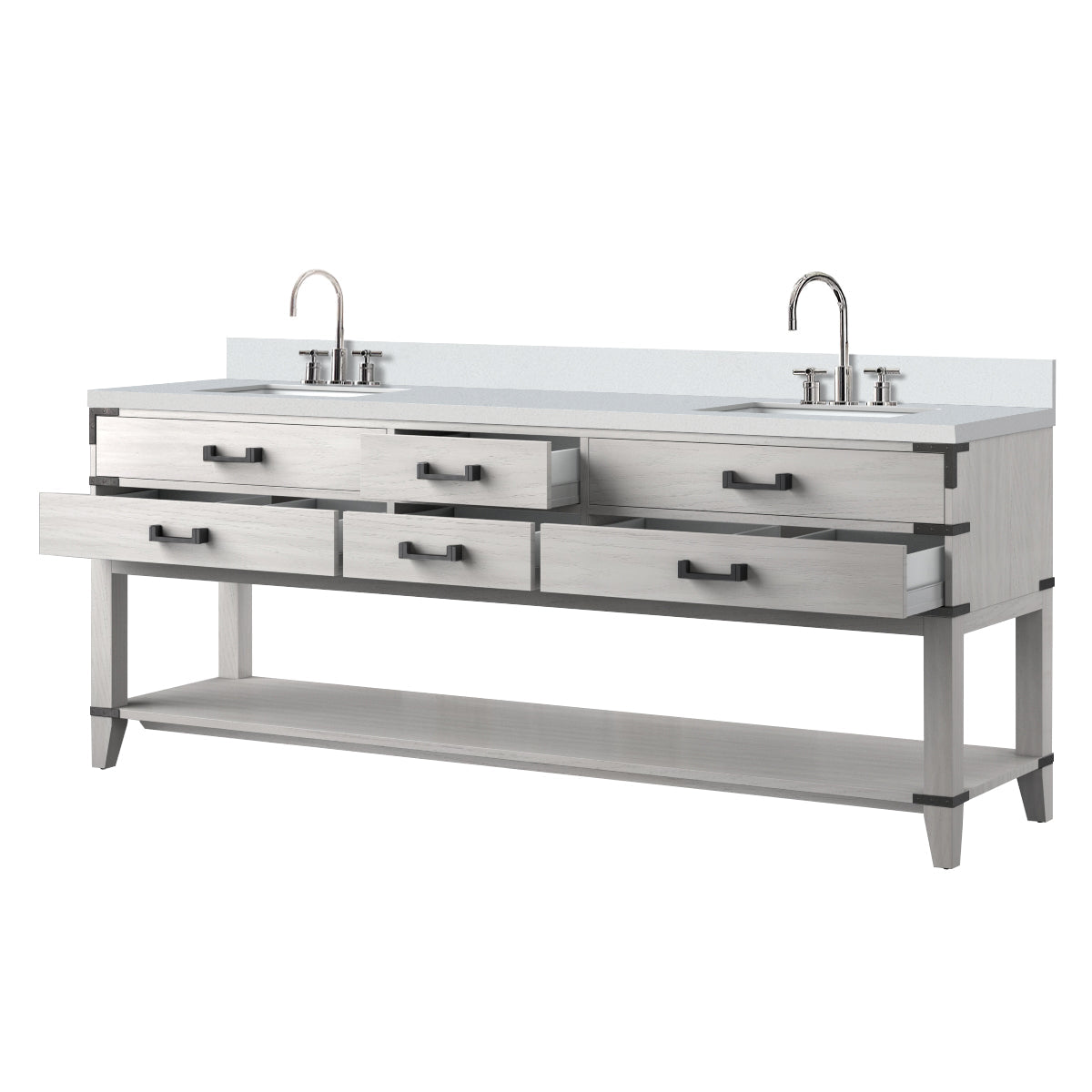 Norwalk 84 in W x 22 in D White Oak Double Bath Vanity