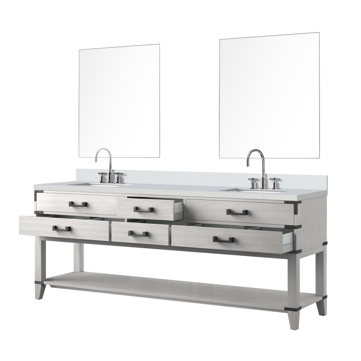 Norwalk 84 in W x 22 in D White Oak Double Bath Vanity