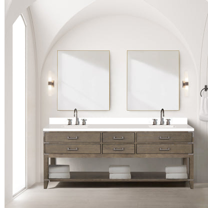 Norwalk 84 in W x 22 in D Grey Oak Double Bath Vanity