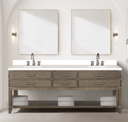 Norwalk 84 in W x 22 in D Grey Oak Double Bath Vanity