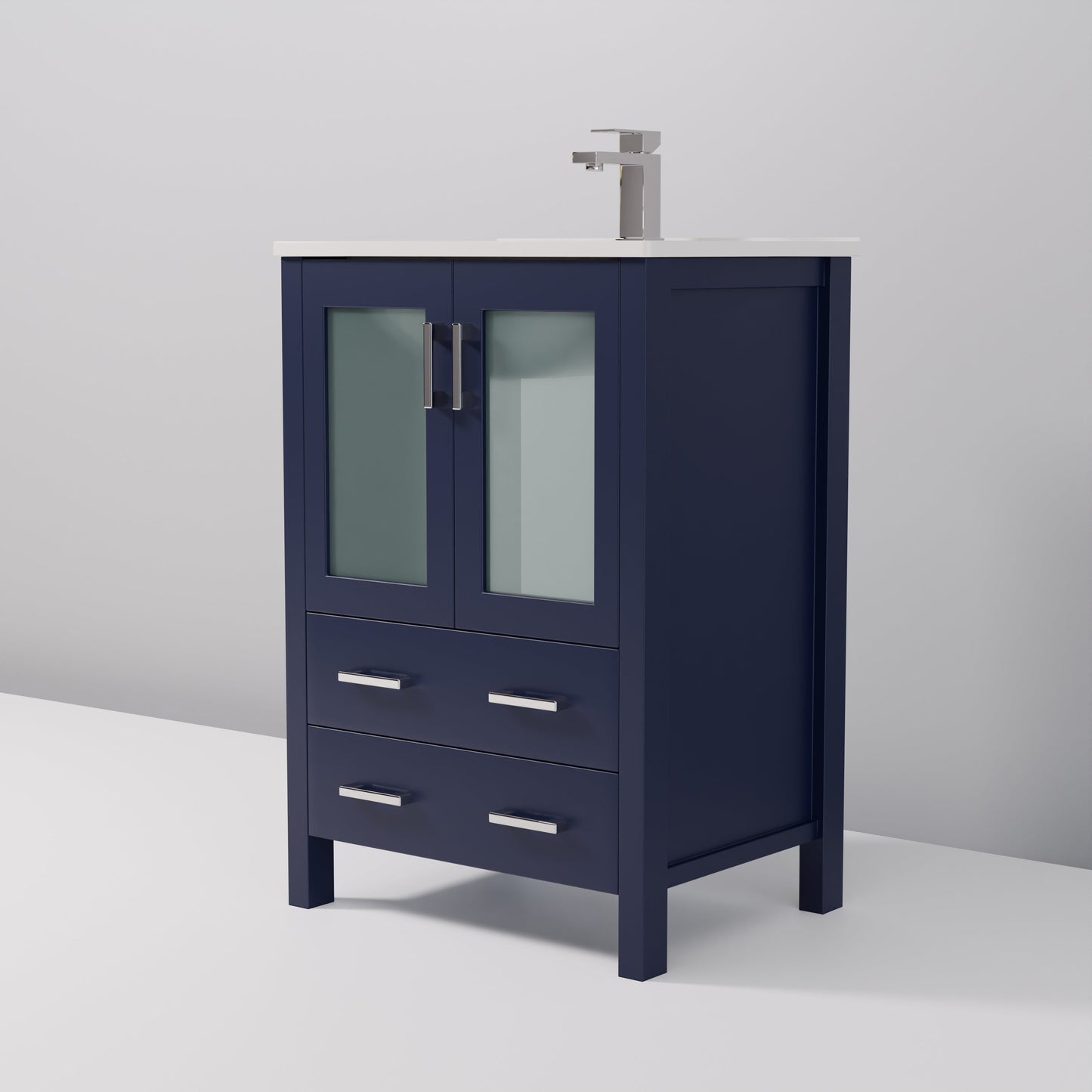 Volez 24 in W x 18.25 in D Navy Blue Bath Vanity