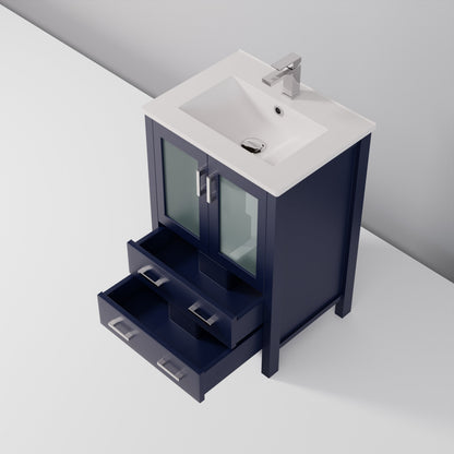 Volez 24 in W x 18.25 in D Navy Blue Bath Vanity