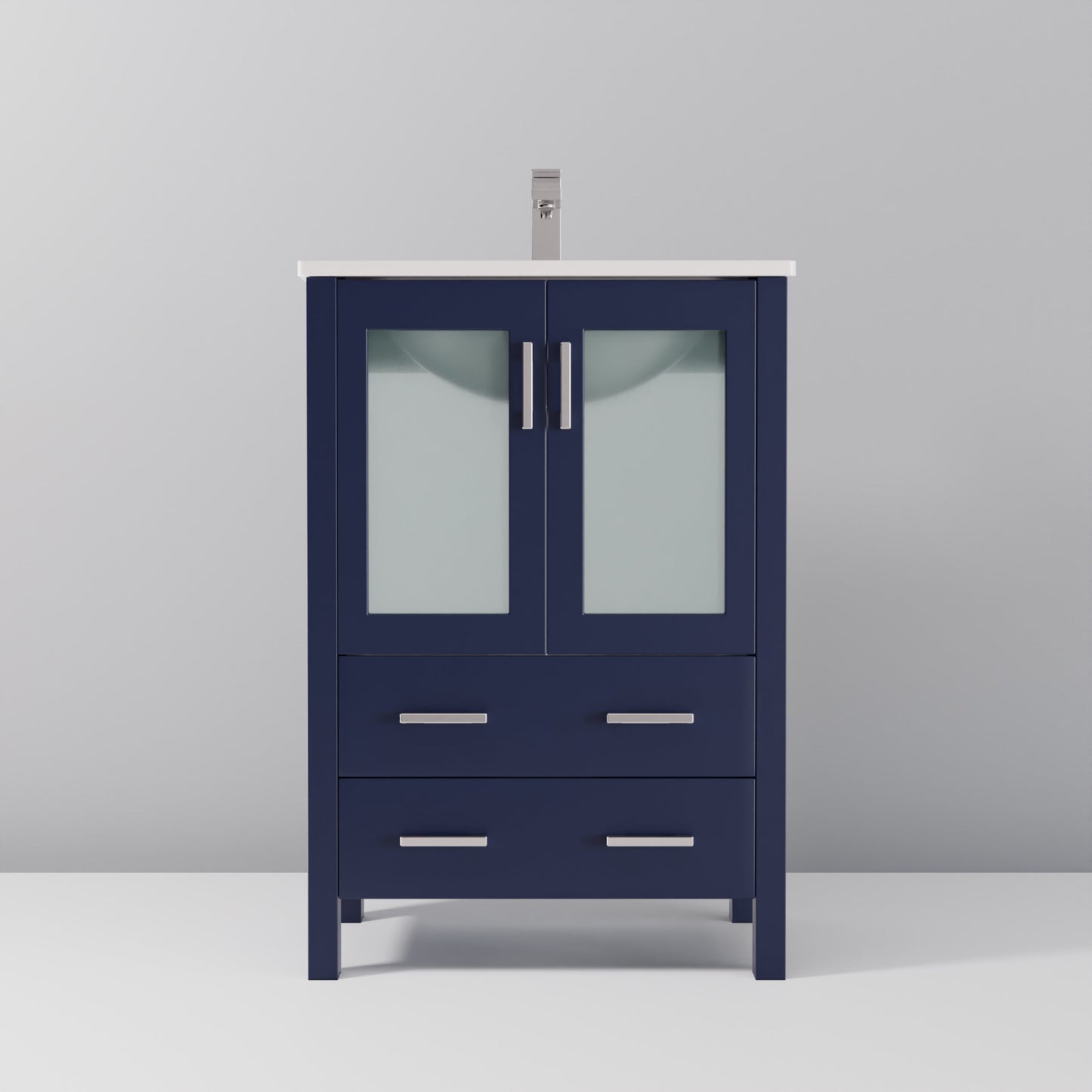 Volez 24 in W x 18.25 in D Navy Blue Bath Vanity
