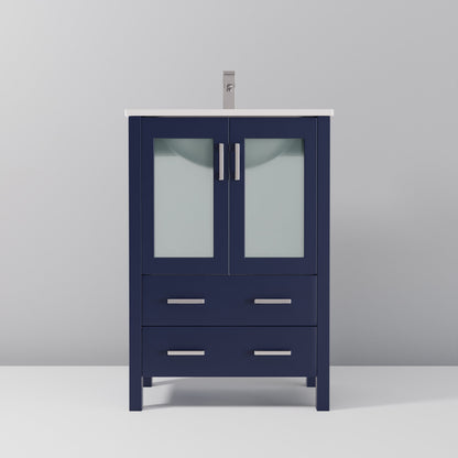 Volez 24 in W x 18.25 in D Navy Blue Bath Vanity