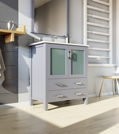 Volez 30 in W x 18.25 in D Dark Grey Bath Vanity