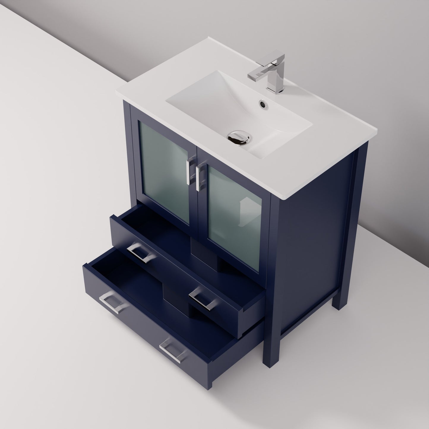 Volez 30 in W x 18.25 in D Navy Blue Bath Vanity