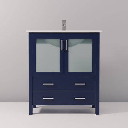 Volez 30 in W x 18.25 in D Navy Blue Bath Vanity