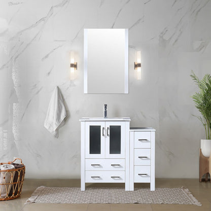 Volez 36 in W x 18.25 in D White Single Bath Vanity with Side Cabinet