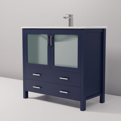 Volez 36 in W x 18.25 in D Navy Blue Bath Vanity