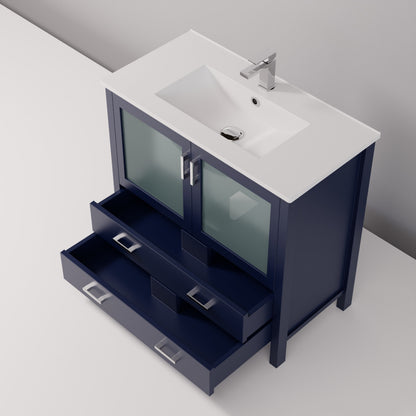 Volez 36 in W x 18.25 in D Navy Blue Bath Vanity