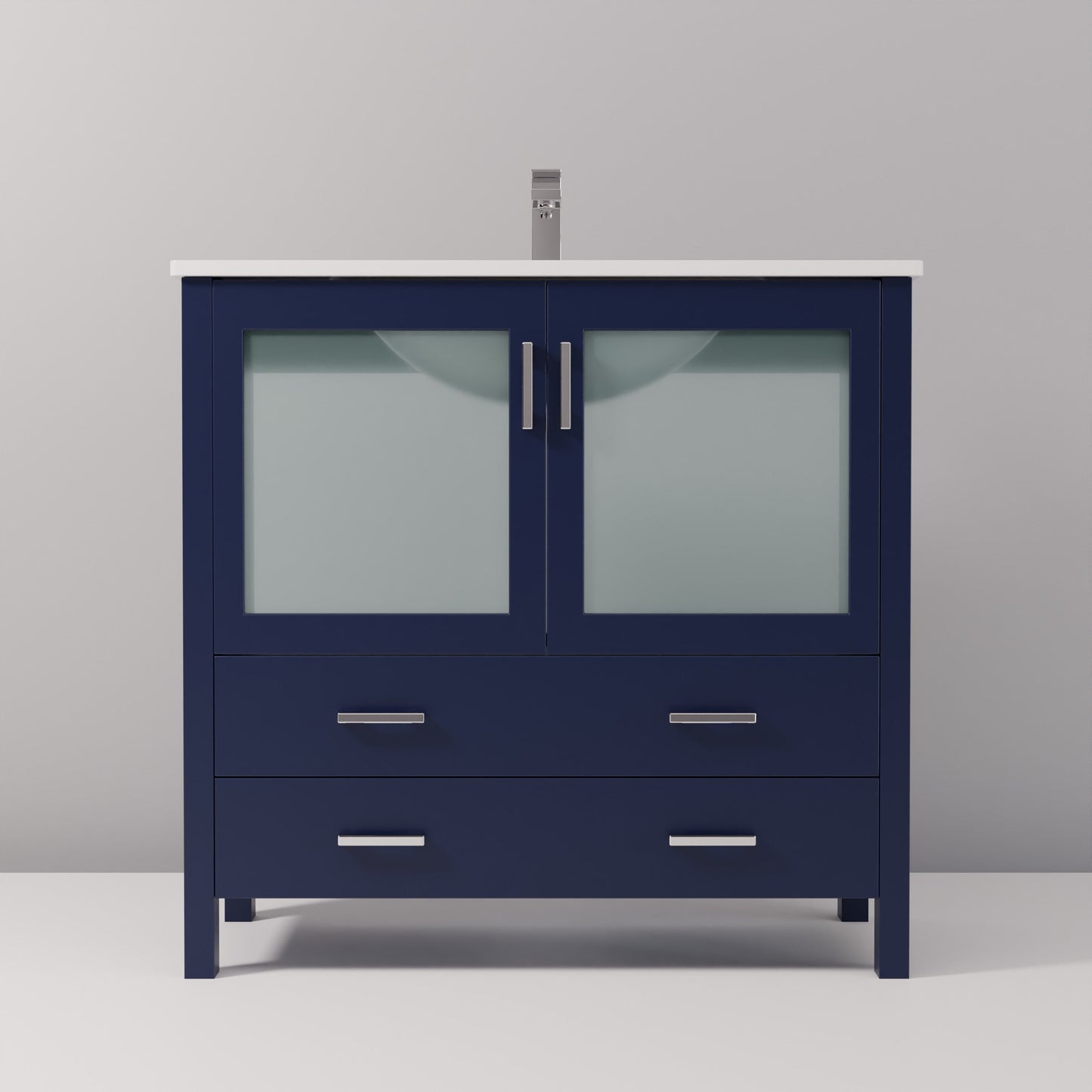 Volez 36 in W x 18.25 in D Navy Blue Bath Vanity