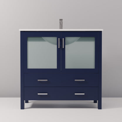 Volez 36 in W x 18.25 in D Navy Blue Bath Vanity