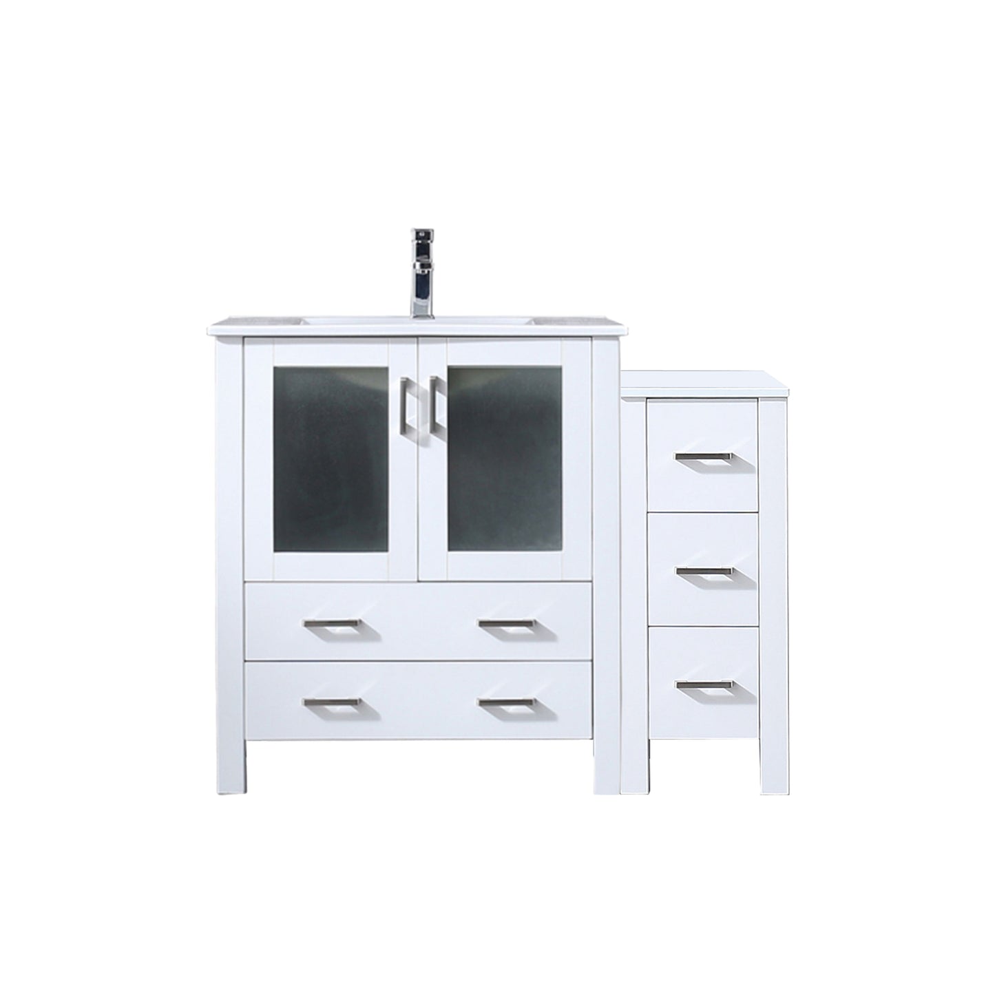 Volez 42 in W x 18.25 in D White Single Bath Vanity with Side Cabinet
