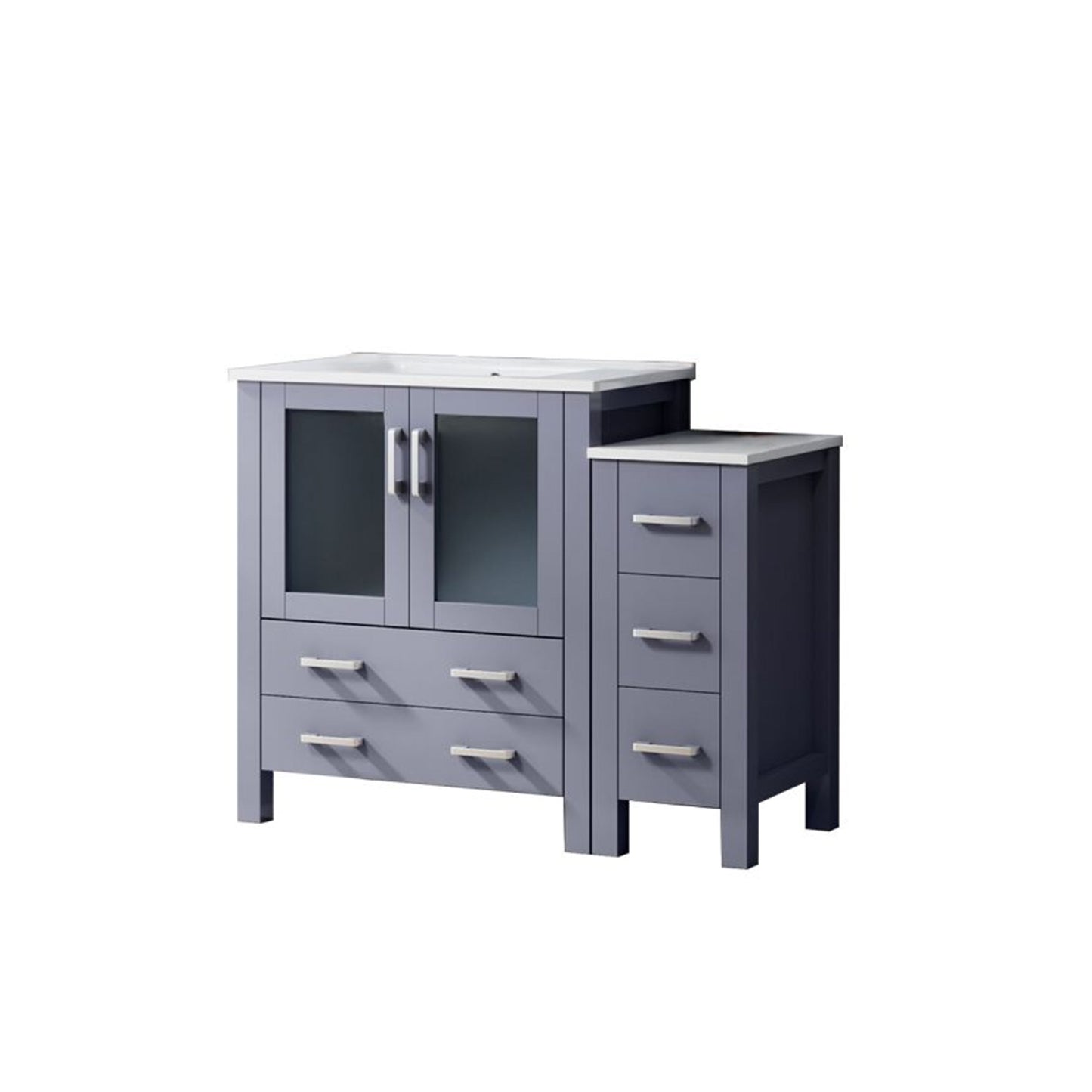 Volez 42 in W x 18.25 in D Dark Grey Single Bath Vanity with Side Cabinet