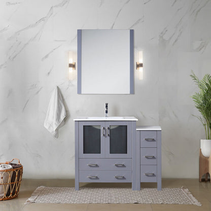 Volez 42 in W x 18.25 in D Dark Grey Single Bath Vanity with Side Cabinet