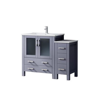 Volez 42 in W x 18.25 in D Dark Grey Single Bath Vanity with Side Cabinet