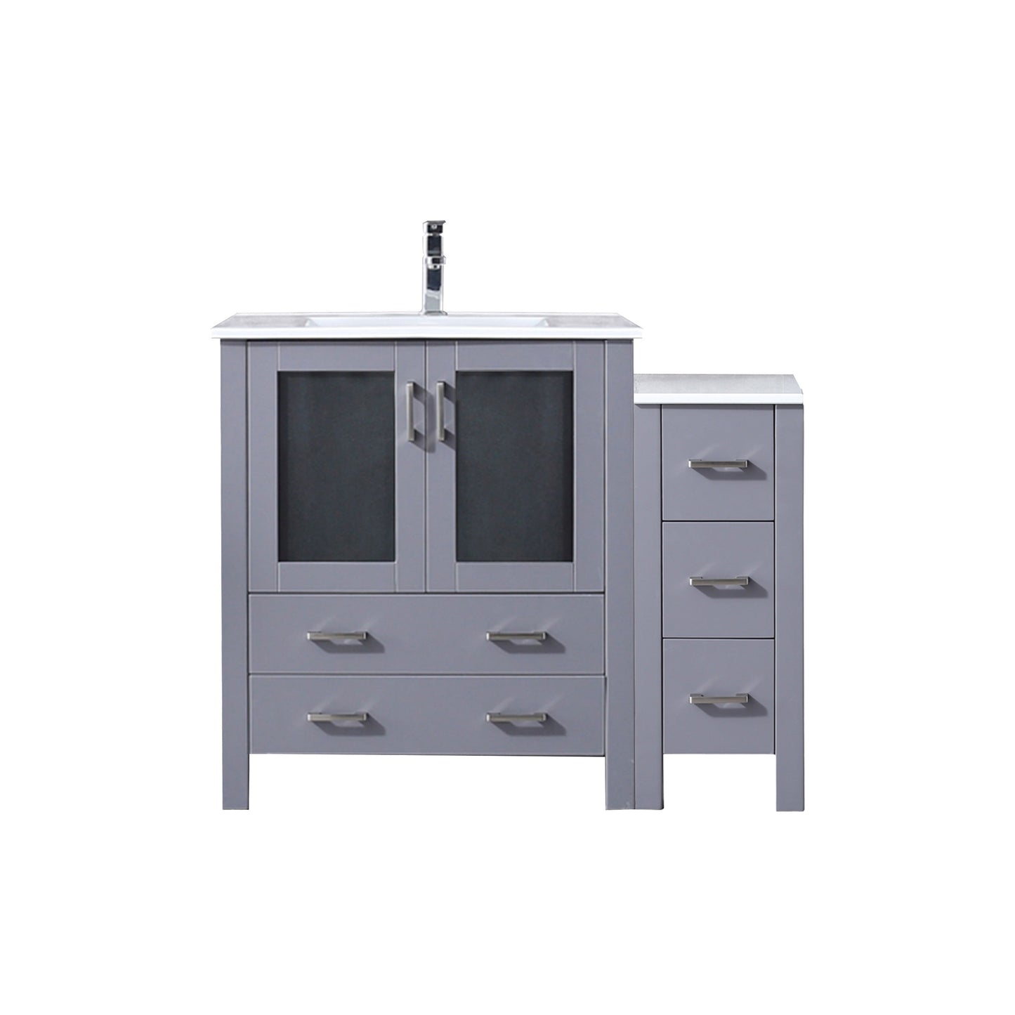 Volez 42 in W x 18.25 in D Dark Grey Single Bath Vanity with Side Cabinet