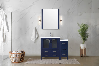 Volez 42 in W x 18.25 in D Navy Blue Single Bath Vanity with Side Cabinet