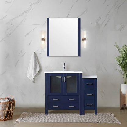 Volez 42 in W x 18.25 in D Navy Blue Single Bath Vanity with Side Cabinet
