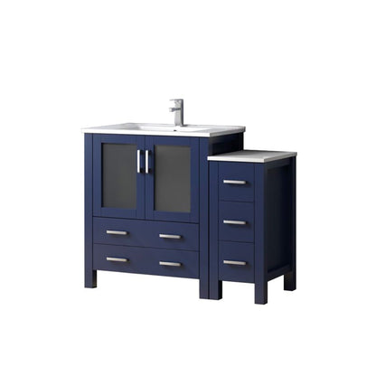 Volez 42 in W x 18.25 in D Navy Blue Single Bath Vanity with Side Cabinet