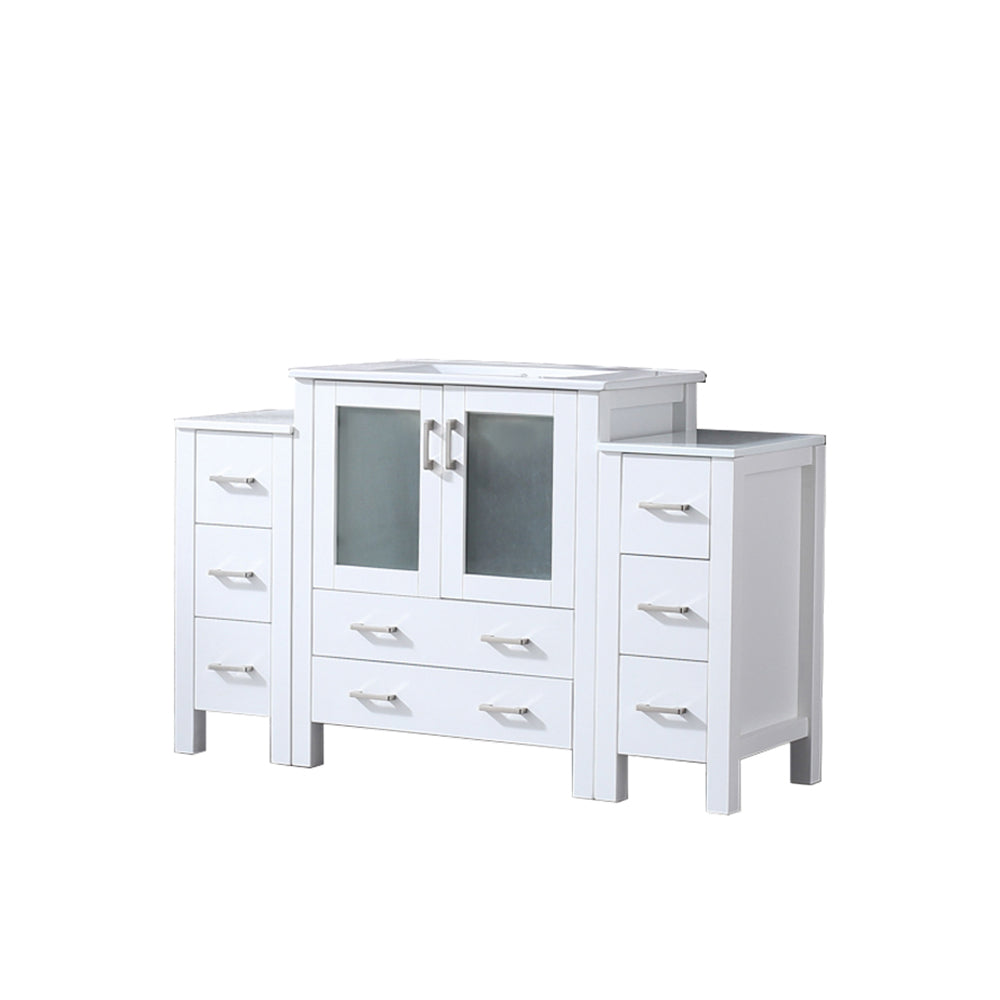 Volez 54 in W x 18.25 in D White Single Bath Vanity with Side Cabinets