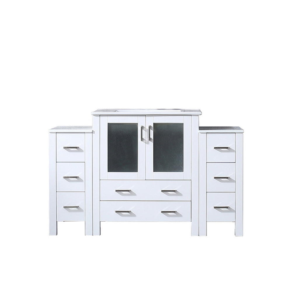 Volez 54 in W x 18.25 in D White Single Bath Vanity with Side Cabinets