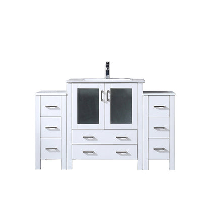 Volez 54 in W x 18.25 in D White Single Bath Vanity with Side Cabinets