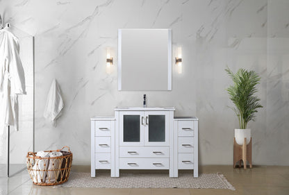 Volez 54 in W x 18.25 in D White Single Bath Vanity with Side Cabinets