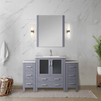 Volez 54 in W x 18.25 in D Dark Grey Single Bath Vanity with Side Cabinets