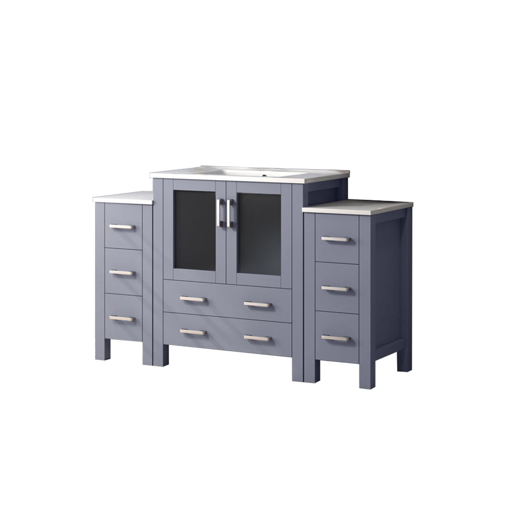 Volez 54 in W x 18.25 in D Dark Grey Single Bath Vanity with Side Cabinets