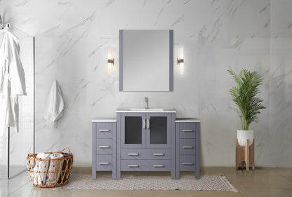 Volez 54 in W x 18.25 in D Dark Grey Single Bath Vanity with Side Cabinets