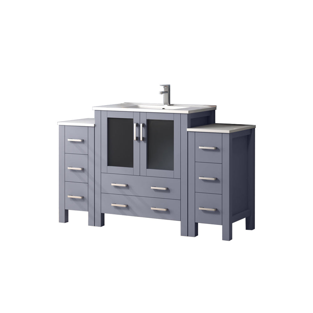 Volez 54 in W x 18.25 in D Dark Grey Single Bath Vanity with Side Cabinets