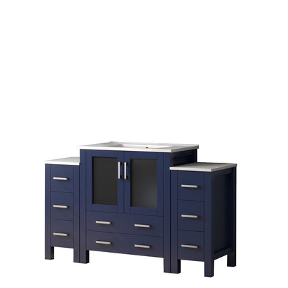 Volez 54 in W x 18.25 in D Navy Blue Single Bath Vanity with Side Cabinets