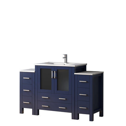 Volez 54 in W x 18.25 in D Navy Blue Single Bath Vanity with Side Cabinets