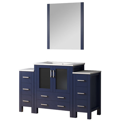 Volez 54 in W x 18.25 in D Navy Blue Single Bath Vanity with Side Cabinets